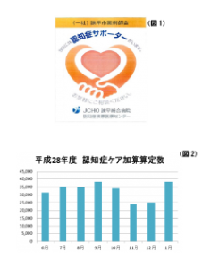 諫早総合病院図1シンボルマーク、図2平成28年度認知症ケア加算算定数
