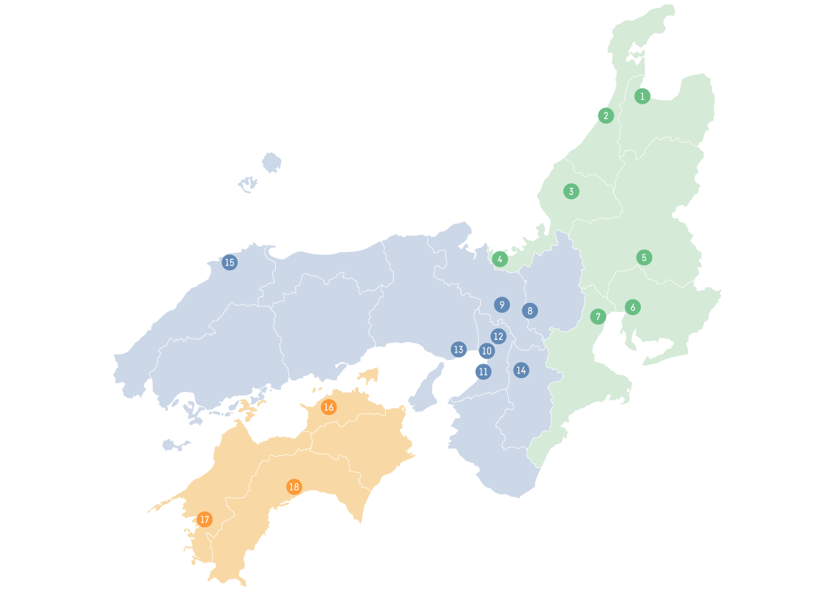 西日本地区の地図